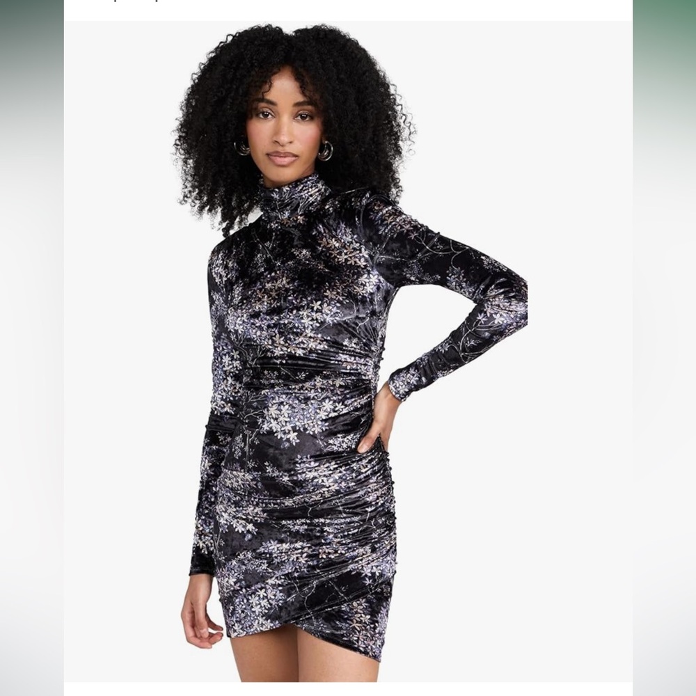 Cinq a sept Lilac Marlene Velvet Floral Dress